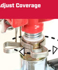 Close-up of adjustable feature on Platform Impact Sprinkler With Base 360 Degree Automatic Rotation Wide Coverage Up To 5650 Sq Ft For Gardens And Lawns Easy Adjustable Spray Pattern Red Durable Base Easy Install Adjustable Radius Ensures Uniform Water Distribution For Large Yards.