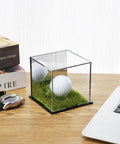 UV Protected Acrylic Display Case For Autographed Golf Balls And Memorabilia With Adjustable LED Lighting on desk