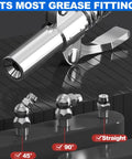 Heavy Duty Double Handle Grease Gun Coupler With Six Claw Quick Lock No Spill Leak Proof Fittings for all grease guns, close-up view