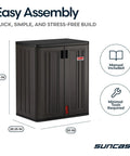 Heavy-Duty Resin Outdoor Storage Cabinet For Garage And Shed, 30 In W By 20.25 In D By 36 In H, dark grey, lockable doors, assembly manual