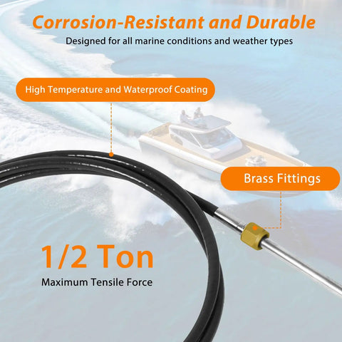 Boat Steering Cable 12 Feet Universal Rotary Replacement For Single Station Boats Built For Rough Water Beefed Up Durability And Easy Fit Compatible With SeaStar SSC6212 Uflex M66X12 Teleflex SSC6200 SSC6300 Morse Steering Cables