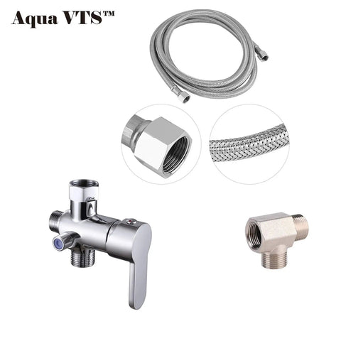 Top Notch Premium Stainless Steel Bidet Sprayer Kit With Hot And Cold Mixing Valve Shattaf Spray Setup components