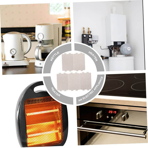 2 Sets Mica Sheet For Microwave Oven Replacement Heat Insulation Accessory Waveguide Mica Plate For Home Appliances 14 Piece Set Boosts Efficiency And Safety, showing various home appliances like kettles, oven, and heaters