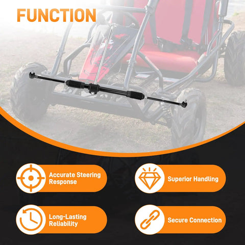Heavy Duty Steering Gear Assembly For Go Karts Compatible With KT196 CK196 196CC 6.5HP showing function features