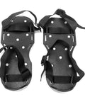 1 Pair Spiked Lawn Aeration Shoes With 1-Inch Spikes For Easy Lawn Aeration And Epoxy Floor Overlays Installation Unisex Durable Polypropylene With Snap Lock Buckle Black, showing top view with straps