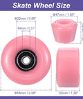 8 Pack Roller Skate Wheels Set For Quad Skates And Skateboards 58mm By 32mm ABEC 9 Bearings 82A PU Hardness size diagram