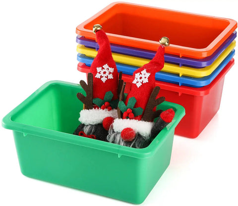 6 Pack Cubby Bin Storage Set Durable Plastic Stackable Bins For Toy Organization At Home Nursery Playroom Classroom Colors Red Green Orange