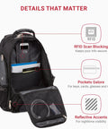 Open ScanSmart TSA Laptop Backpack Fits 17 Inch Laptop With RFID Protection And Tablet Pocket, showing organized compartments.