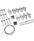 10-Piece Garage Door Hardware Kit With 2-In White Nylon Rollers And Hinges For Quiet, Smooth Operation And Reduced Noise, Durable Nylon Wheels, Nylon-Coated Steel Shaft, Easy Installation, Compatible With Most Residential Doors. kit parts laid out