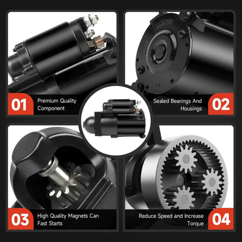 Marine Starter Replacement For 4.3L 5.0L 5.7L 6.2L 7.4L 8.1L 8.2L V6 V8 Engines Fits Various Marine Models Including 863007A1 50-863007A1