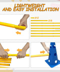 Dog Agility Jump Set With Adjustable Hurdles And Cones For Indoor Outdoor Training showing assembly process with yellow rods