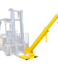 Heavy Duty Forklift Jib Boom Crane With Dual Hooks And Smooth 0 To 75 Degree Tilt Hella Tough 6600 Pound Capacity attachment view with yellow steel boom.