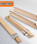 4 Pack Wooden Drawer Slides 14 Inch Bottom Mount Tracks Replacement Runners For Cabinet Fix Solid Wood Construction With Metal Glides Smoother Than Butter No Wobble Heavy Duty Hardware For DIY Projects And Home Reno. Image showing solid wood drawer slides with metal glides.
