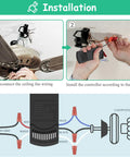 Ceiling Fan Remote Control and Receiver Kit Replacement for Harbor Breeze Hunter Hampton Bay 3 Speed Fan Control with Light Dimmer and Time Delay 304.17MHz Includes Wall Mount installation diagram with wiring connections and controller placement steps.