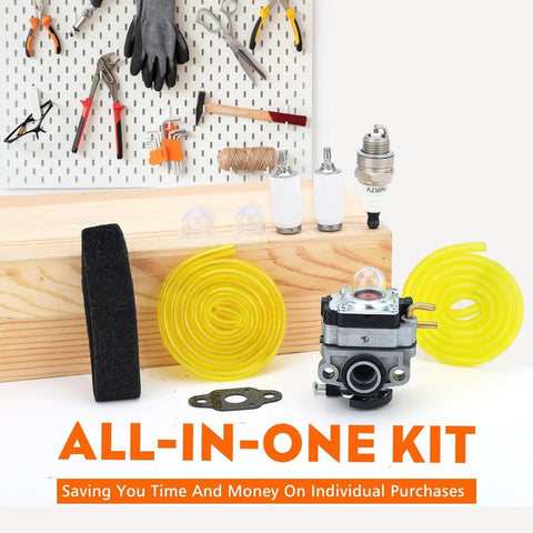 Carburetor Kit For Ryobi 25cc 2 Cycle String Trimmers RY251PH RY252CS with air filter, fuel line, primer bulb, spark plug
