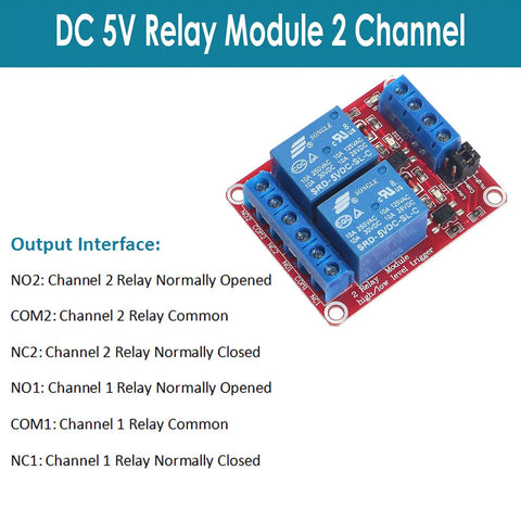 Two Channel 5V Relay Module With Optocoupler Isolation And High Or Low Level Trigger, 10A AC 250V And 10A DC 30V Load, Ideal For Arduino Raspberry Pi And DIY Projects, High Current Relay Board.