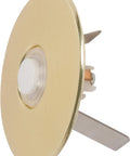 Lit Stucco Pushbutton Doorbell Button With Gold Rim Pearl Button 5/8 Inch Diameter And 2-1/2 Inch Gold Anodized Aluminum Plate Spring Set
