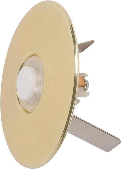 Lit Stucco Pushbutton Doorbell Button With Gold Rim Pearl Button 5/8 Inch Diameter And 2-1/2 Inch Gold Anodized Aluminum Plate Spring Set