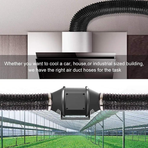 Image showing 4 Inch Flexible Aluminum Air Ducting 10 Ft Long Beefed Up Heavy Duty White Four Layer Dryer Vent Hose in a greenhouse setup