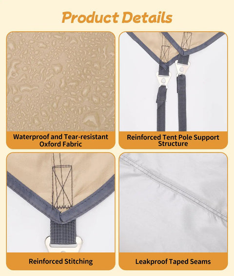 Big Camping Tarp Canopy With Poles 14.8 By 9.8 Feet with waterproof Oxford fabric and reinforced stitching