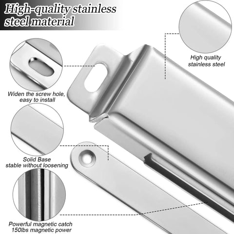 4 Pack Magnetic Door Catch 150lb Stainless Steel Heavy Duty Cabinet Magnets close-up showing installation features and material