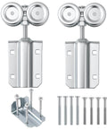 Two Pack Barn Door Roller Trolleys With Beefy Four Wheel Heavy Duty Assembly For Sliding Barn Doors On One And Three Quarters Inch Wide Rails