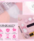 Beginner Friendly Acrylic Nail Starter Kit With Clear Pink Nude Powder And Monomer Liquid, Includes Brush, Nail Forms, Dappen Dish