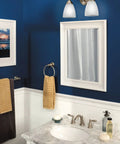 Brantford Style 2-Light Dual-Mount Vanity Light In Brushed Nickel With Frosted Glass above bathroom mirror