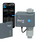 Smart Water Timer and Gateway for Lawn Irrigation With Weather Adaptive Control, Real Time Alerts, Leak Proof Design shown with app.
