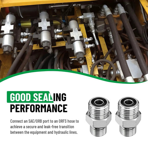 Heavy Duty Hydraulic Adapter Fitting 3/8 Inch ORFS Male To SAE 6 ORB Male Straight Joint, ORFS To ORB Hydraulic Fitting, in hydraulic line use