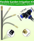 Flexible connectors and sizes of 60 Ft Drip Irrigation Kit For Garden And Yard With 19 360 Degree Adjustable Copper Nozzles Auto Watering Sprinkler System