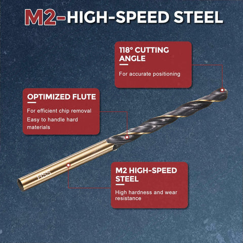 Kozelo drill bit, 4.2mm, M2 high-speed steel twist, black and gold, 135° cutting angle
