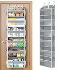 Game Changing Over The Door Organizer With Six Hella Roomy Clear Pockets For Sneakers Accessories And Daily Gear Heavy Duty Hanging Closet Rack To Declutter Any Tight Room Today mounted on a door with various items.