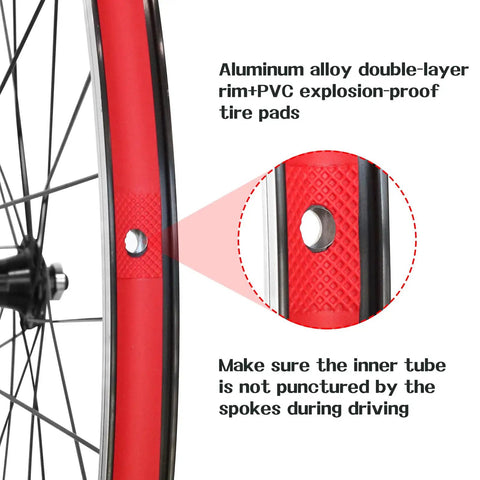 Close-up of 26 Inch Mountain Bike Wheelset With Quick Release For MTB V Brakes Light As A Feather Aluminum Alloy Double Wall Rims Black