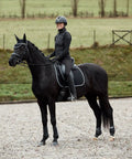 Horse with Adepto Quilted Quick-Dry Dressage Saddle Pad For Horses With Two-Tone Trim Black Checkered Pattern Quilting
