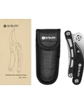 Five In One Garden Pruner Multitool With Folding Scissors And 420 Stainless Steel Blades in packaging with case, black color