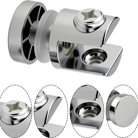Heavy Duty Metal Glass Clamps Set For Five To Ten Millimeter Panels Rustproof Shelf Brackets for bathroom and kitchen detail view