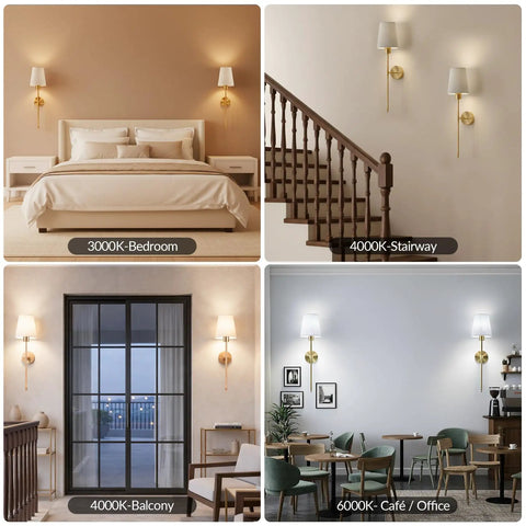 No Wiring Hassle Battery Operated Wall Sconces Set Of Two With Remote Control Adjustable 3CCT Led Lighting smooth gold finish in various home settings.