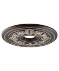 Hand Rubbed Bronze Ceiling Medallion With Antique Silver Accents, Traditional Design, 22.5 Inch Diameter, Polyurethane Foam