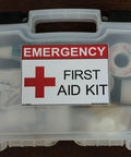 Emergency First Aid Kit Cabinet Sticker Decal 3.5 By 5 Inch High Visibility Vinyl Sign For First Aid Station on clear kit case