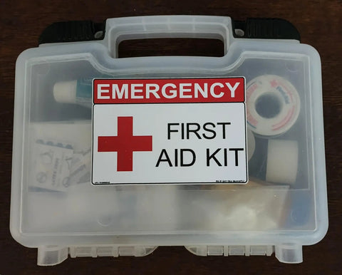 Emergency First Aid Kit Cabinet Sticker Decal 3.5 By 5 Inch High Visibility Vinyl Sign For First Aid Station on clear kit case