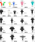 Massive 725 Piece Car Push Retainer Clips And Auto Fasteners Kit with 23 Sizes for bumpers, fenders, and more, various designs