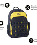 Heavy Duty Tool Backpack With 22 Pockets And Full Zip Closure, Durable Yellow And Black Design with front and side compartments