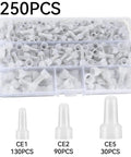 Dope 120 Piece Closed End Crimp Connector Kit With Aluminum Conductors And Nylon Insulation For Secure Electrical Wire Joints In Cars And Security Gear White Set 250pcs