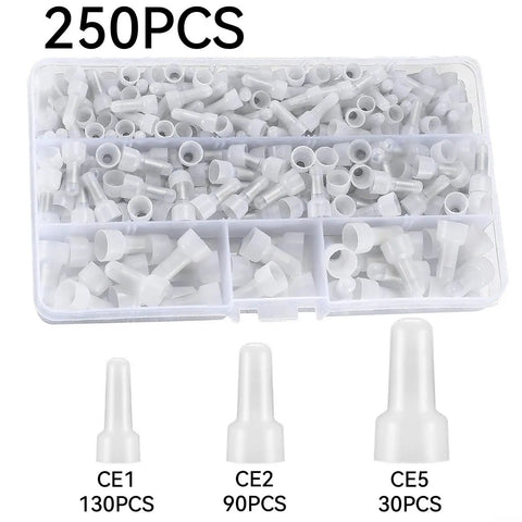 Dope 120 Piece Closed End Crimp Connector Kit With Aluminum Conductors And Nylon Insulation For Secure Electrical Wire Joints In Cars And Security Gear White Set 250pcs
