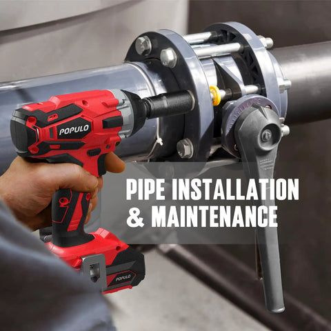 Cordless 20V Impact Wrench With Half Inch Drive 3098 Inch Pounds Torque used for pipe installation and maintenance