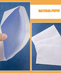 100 Pack White Privacy Pattern Envelopes Self Sealing Mailers shown in open and closed views on blue background