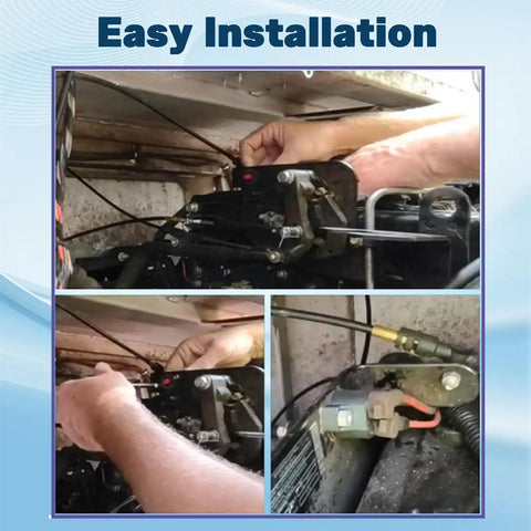Easy installation of Top Shelf 50 Amp Push Button Circuit Breaker in a marine engine compartment with hands connecting wiring.