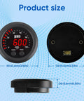 Front/back view of JJCOCO 52mm digital oil pressure gauge with red LED display, 0–150 psi, 1/8NPT sensor