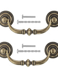 Two Piece Vintage Drop Bail Dresser Handles, Bronze Antique Cabinet Pulls For Cabinets And Dressers, 4.9 Inch Length